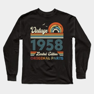 Vintage 1958 66th Birthday Gift For Men Women From Son Daughter Long Sleeve T-Shirt